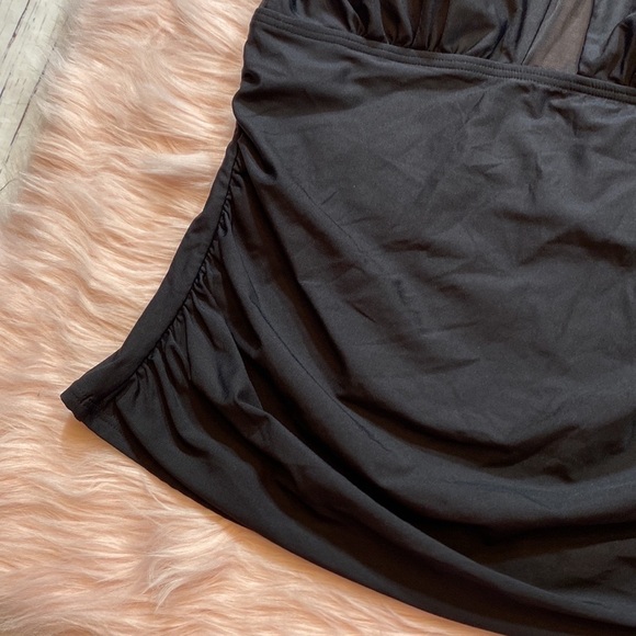 NWT Calvin Klein Black Stretch Removable Cups Tie Shirred Halter Swim Top sz M - Picture 7 of 13